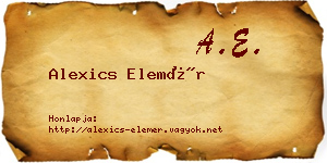 Alexics Elemér névjegykártya